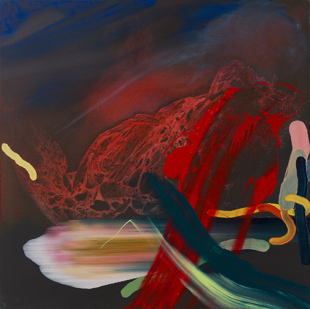 Karaoke, Acrilico, Smalto E Olio Su Tela, 2020, 40x40 Cm