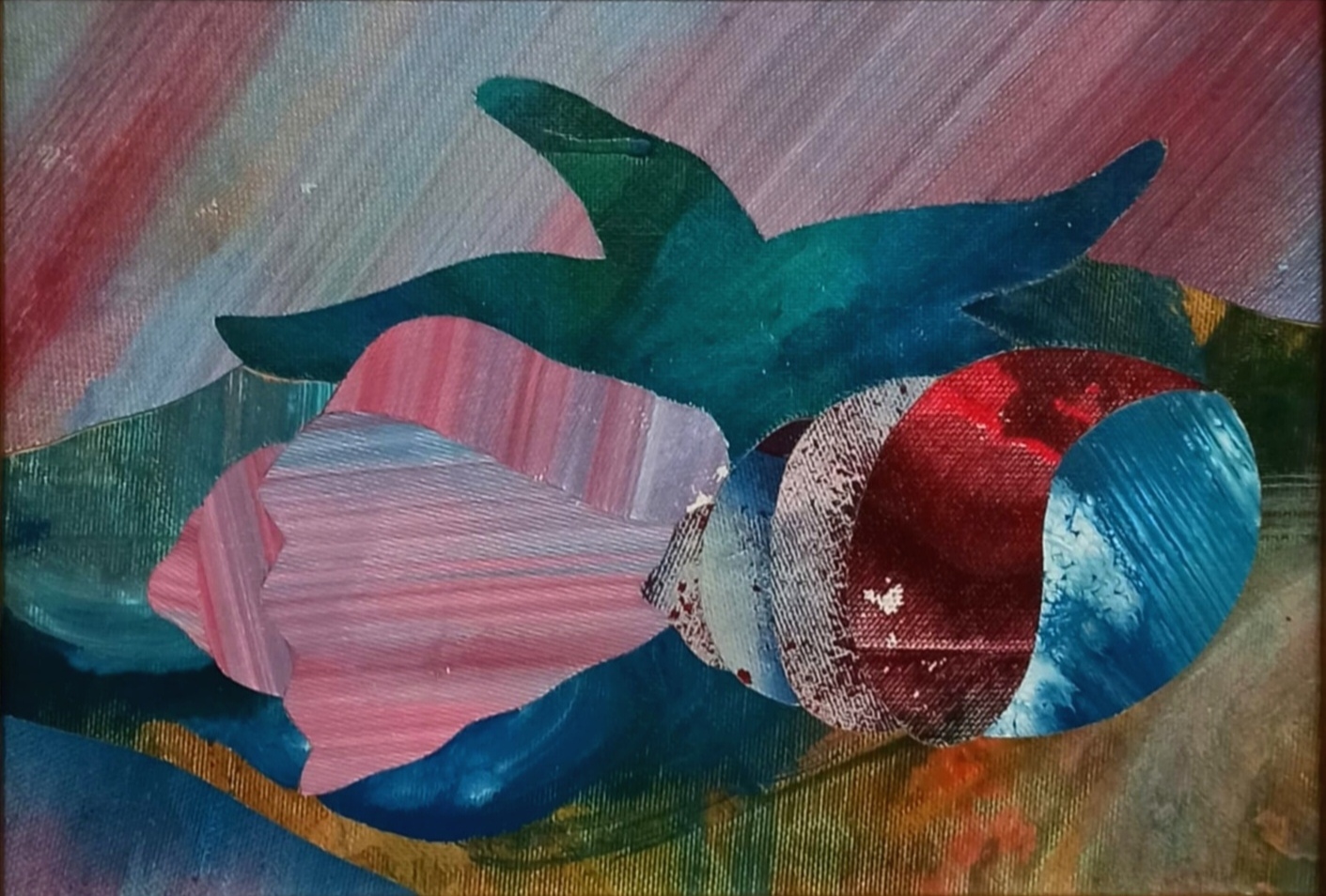Stella Maris, Tarsia Pittorica, Smalto All'acqua, Pittura Ad Olio E Acrilico Su Tela, 2024, 27x34 Cm